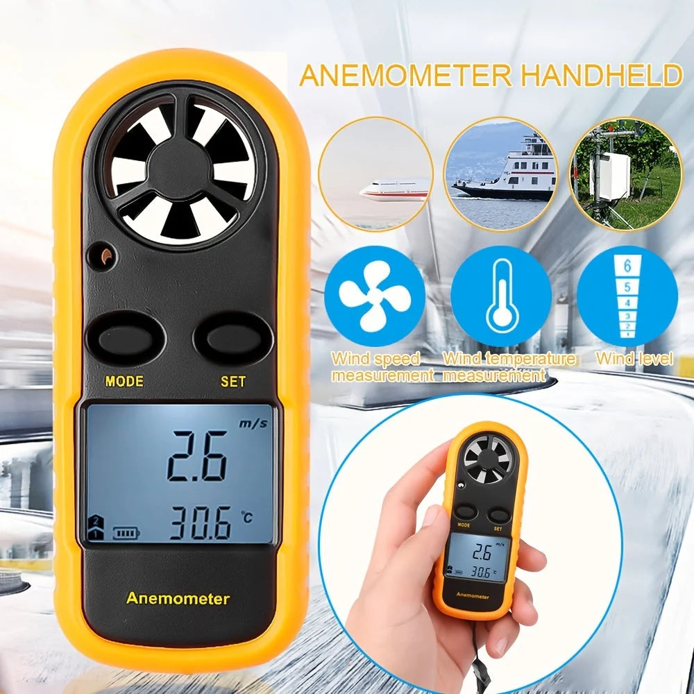 Portable Anemometer LCD Backlit Selectable Units