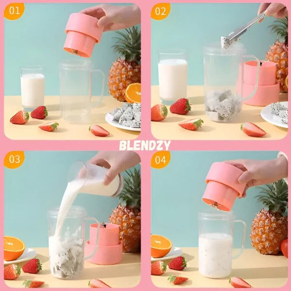 Portable Blender USB Rechargeable 6-Blade Stainless Steel Leak-Proof 420ml