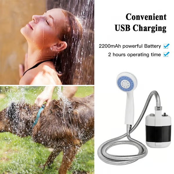 Portable Camping Shower USB Rechargeable High Flow