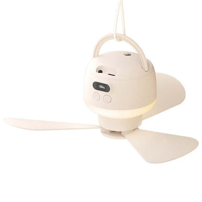 Portable Ceiling Fan Rechargeable & Ultra-Quiet Warm LED