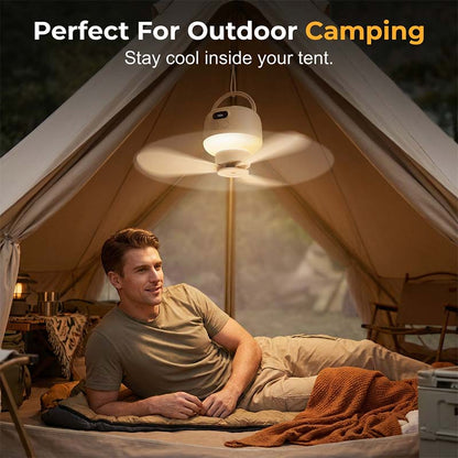Portable Ceiling Fan Rechargeable & Ultra-Quiet Warm LED