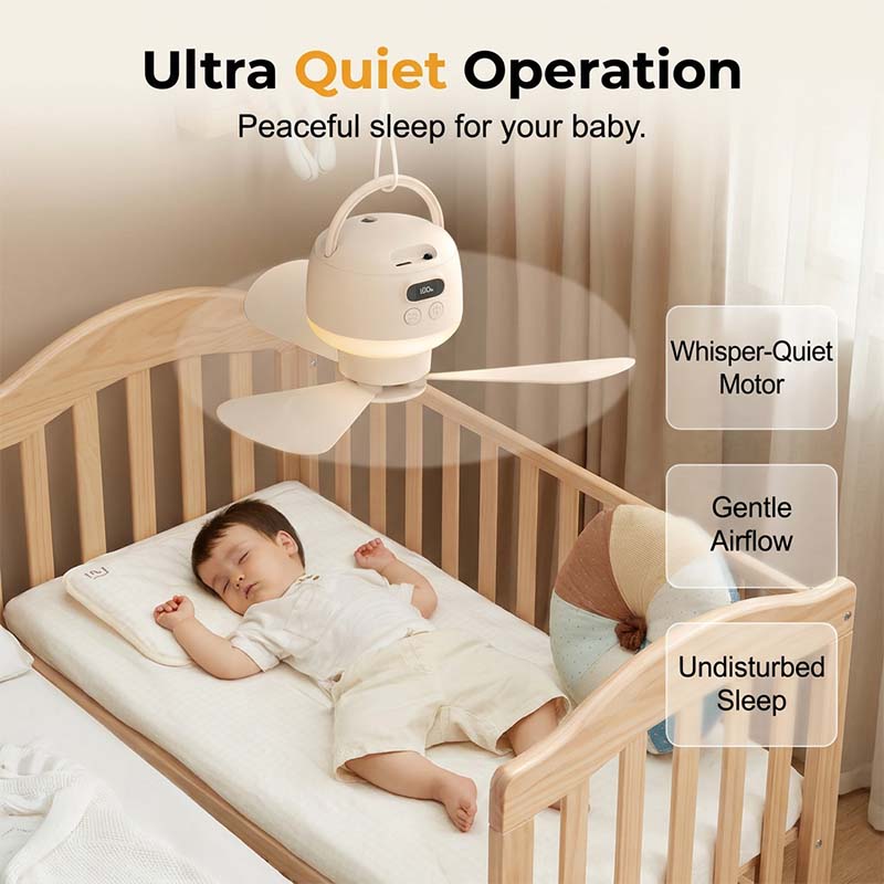 Portable Ceiling Fan Rechargeable & Ultra-Quiet Warm LED