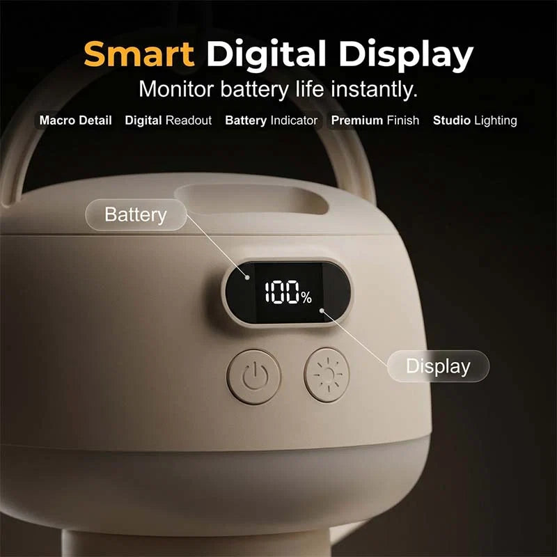 Portable Ceiling Fan Rechargeable & Ultra-Quiet Warm LED