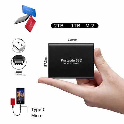 Portable External SSD 2TB High-Speed Aluminum Casing