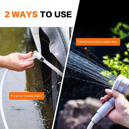 Portable Shower USB Rechargeable Adjustable Spray & Stop Valve