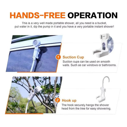 Portable Shower USB Rechargeable Adjustable Spray & Stop Valve