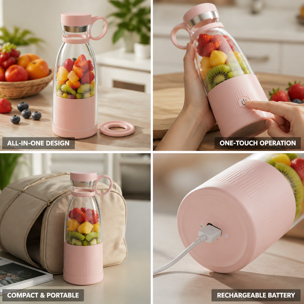 Portable Smoothie Blender Rechargeable Integrated Drinking Lid