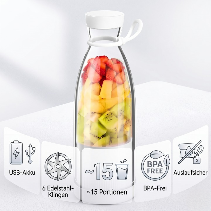 Portable Smoothie Blender USB Rechargeable 6-Blade
