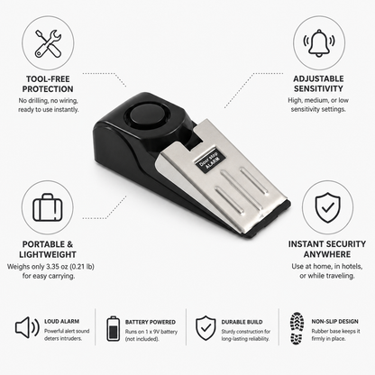Portable & Tool-Free Doorstop Alarm