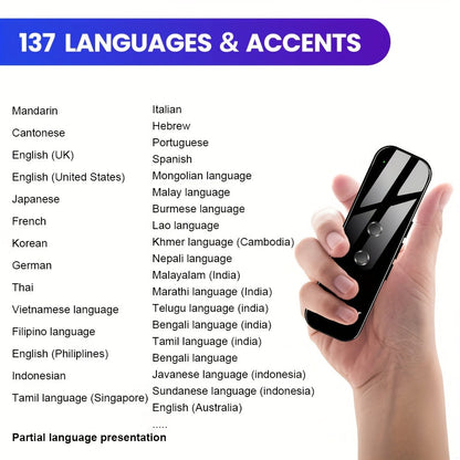 Portable Voice Translator Real Time 137 Languages USB Rechargeable
