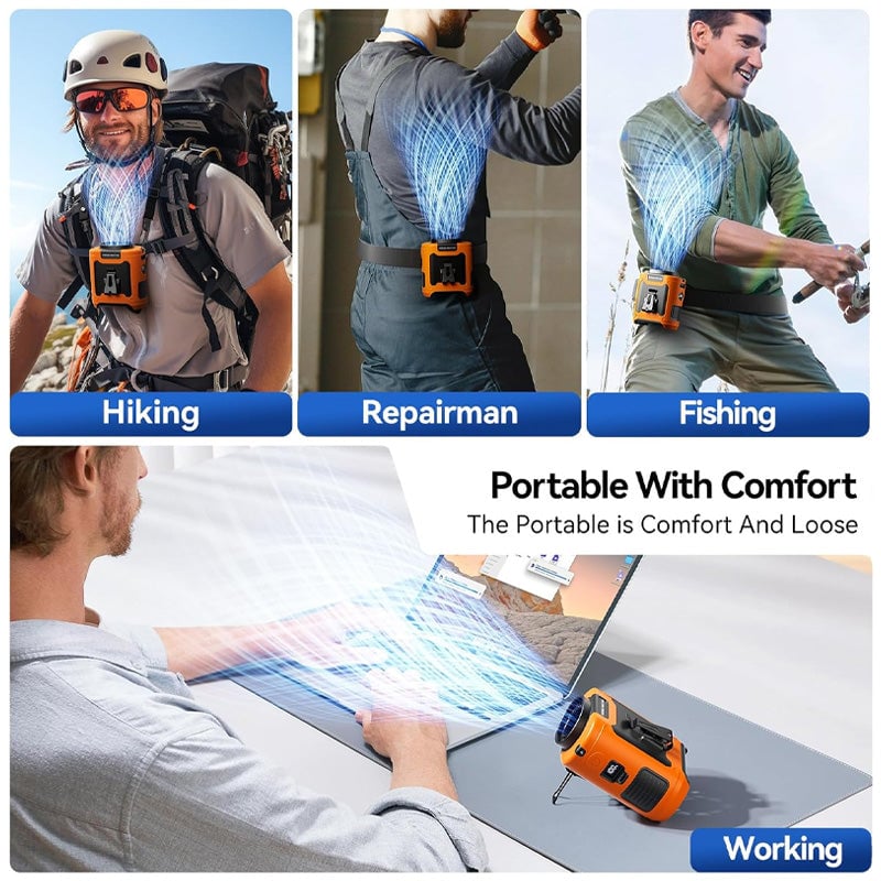 Portable Waist Fan Clip-On Hands-Free USB Rechargeable