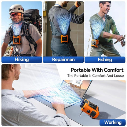 Portable Waist Fan Clip-On Hands-Free USB Rechargeable