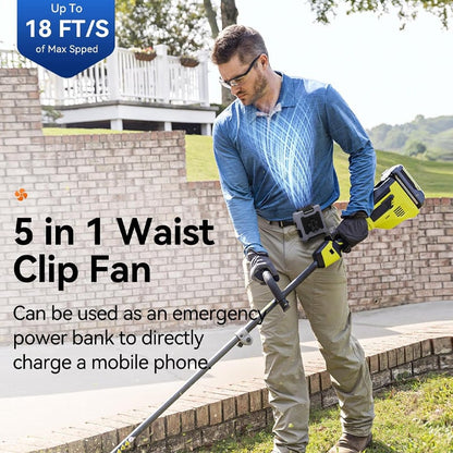 Portable Waist Fan Clip-On Hands-Free USB Rechargeable
