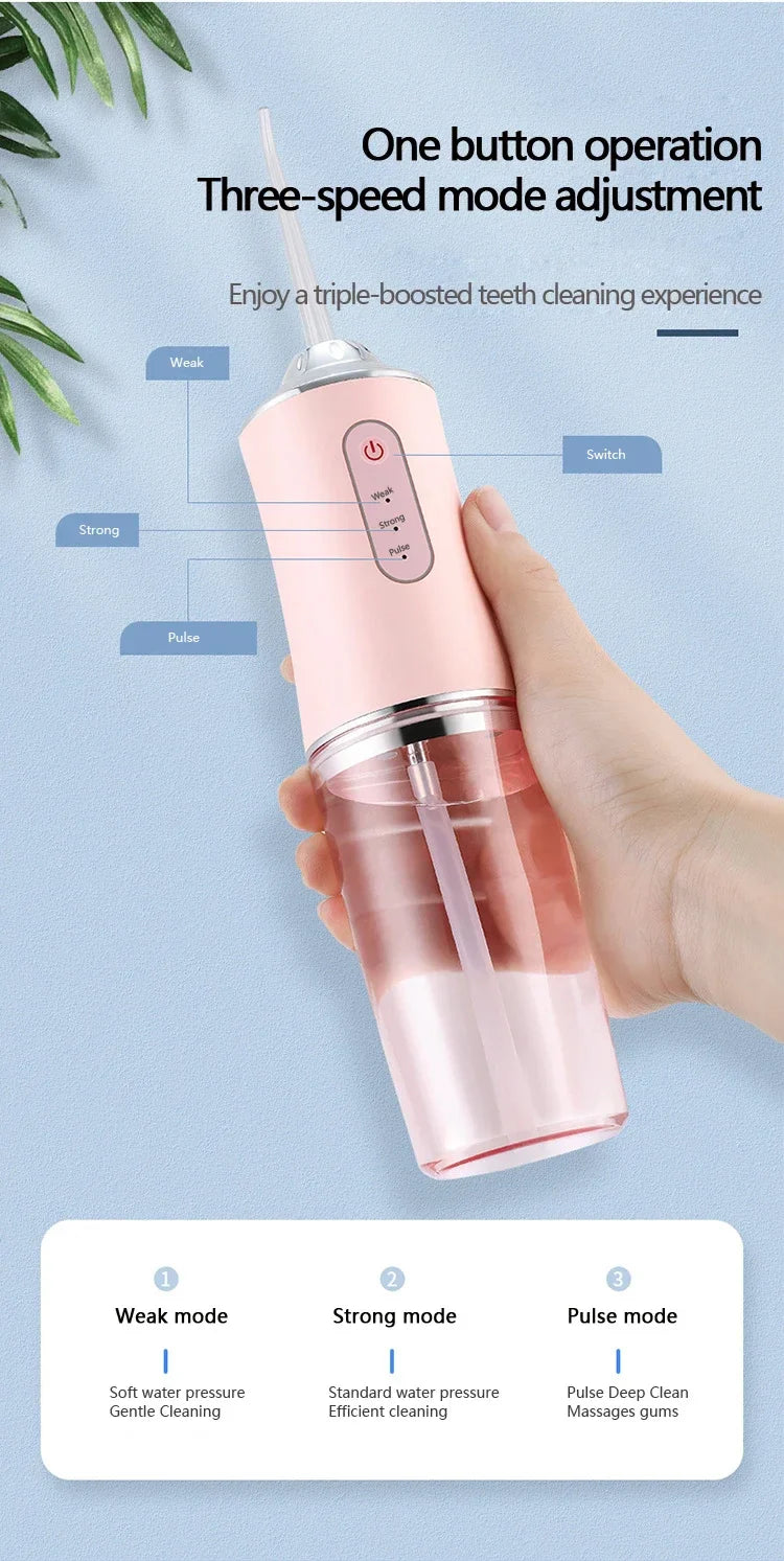 Portable Water Flosser Compact Waterproof Four Replaceable Heads
