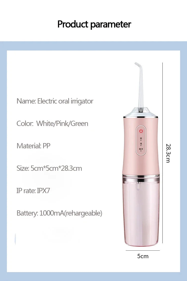 Portable Water Flosser Compact Waterproof Four Replaceable Heads