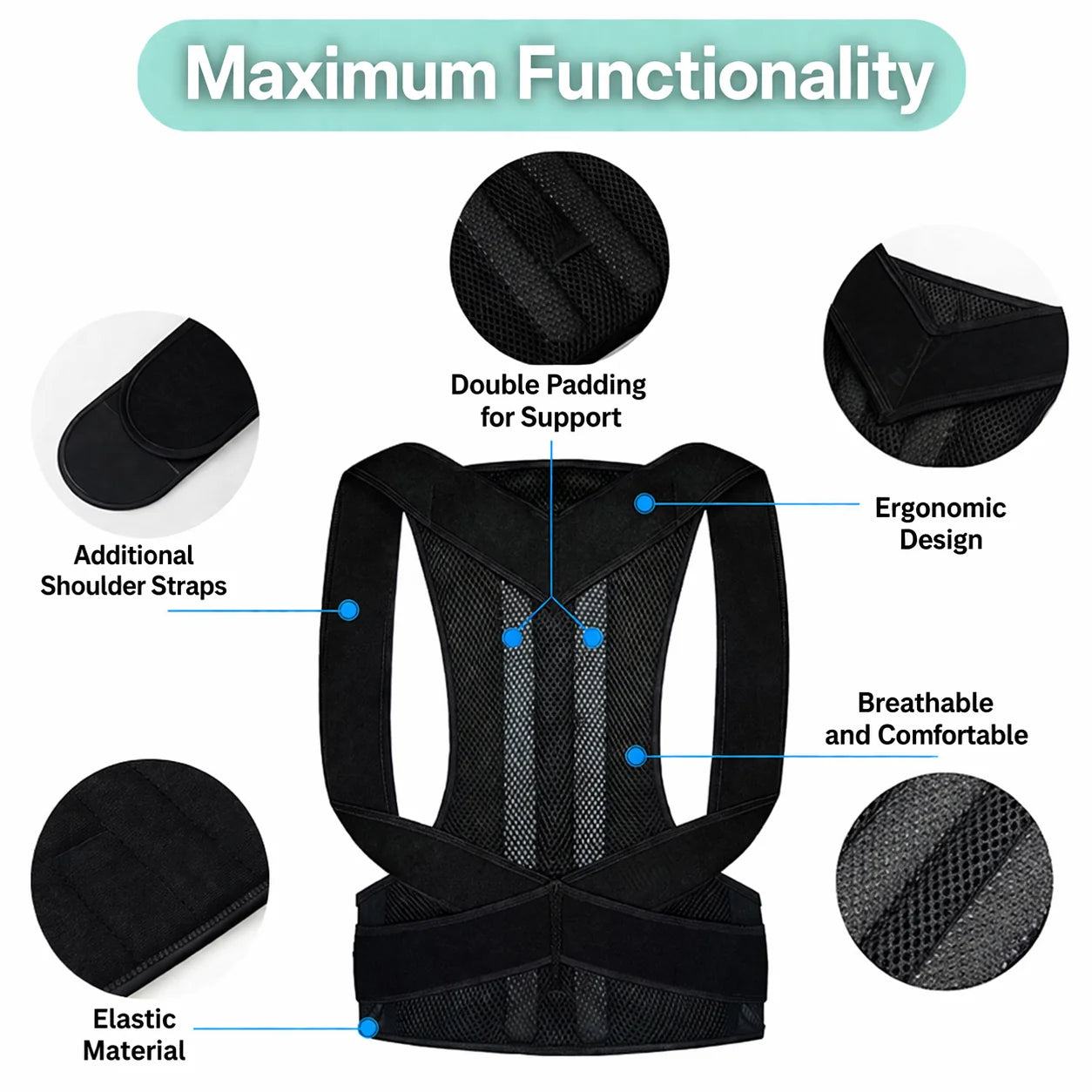 Posture Trainer Breathable Mesh Velcro Closure