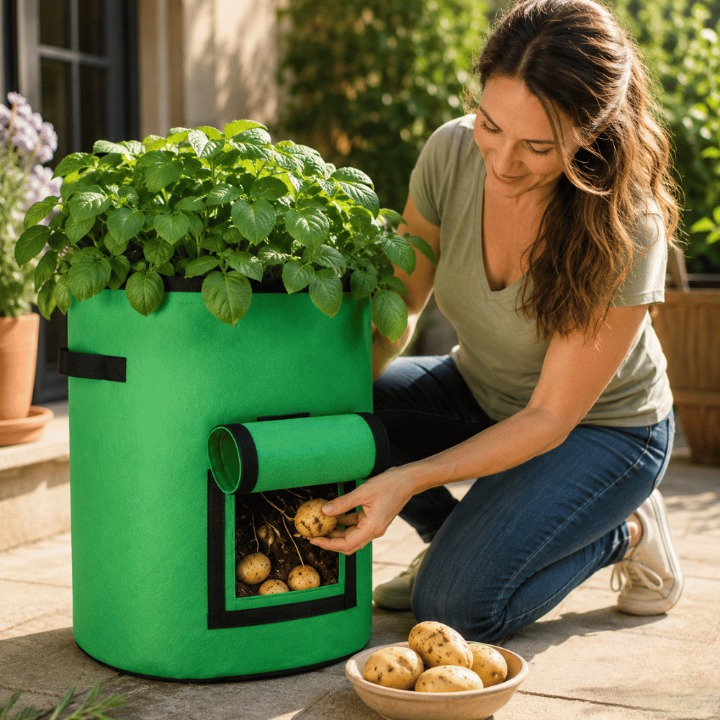 Potato Growing Bag Harvest Window Breathable Non-Woven Reinforced Handles