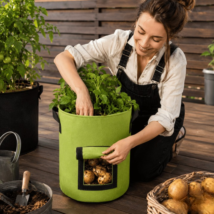 Potato Growing Bag Harvest Window Breathable Non-Woven Reinforced Handles