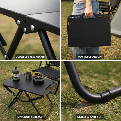 Powder-Coated Steel Camping Folding Table (40 cm Height)