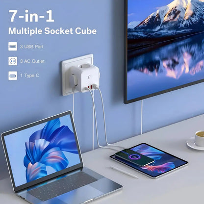 Power Strip 7-in-1 USB-C & USB-A Surge Protected