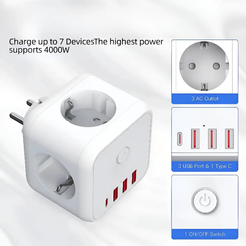Power Strip 7-in-1 USB-C & USB-A Surge Protected