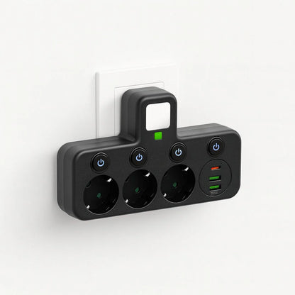 Power Strip Surge Protected 3 Schuko USB-C & USB-A
