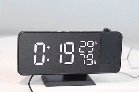 Projection Alarm Clock 180° Rotating Dual Alarm USB Charging