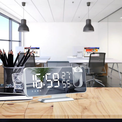 Projection Alarm Clock 180° Rotating Dual Alarm USB Charging