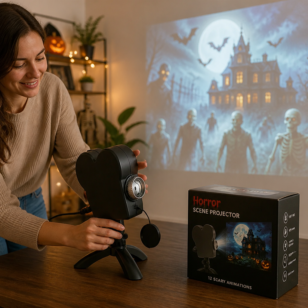 Projector 12 Scary Animations With Sound Tripod & Screen