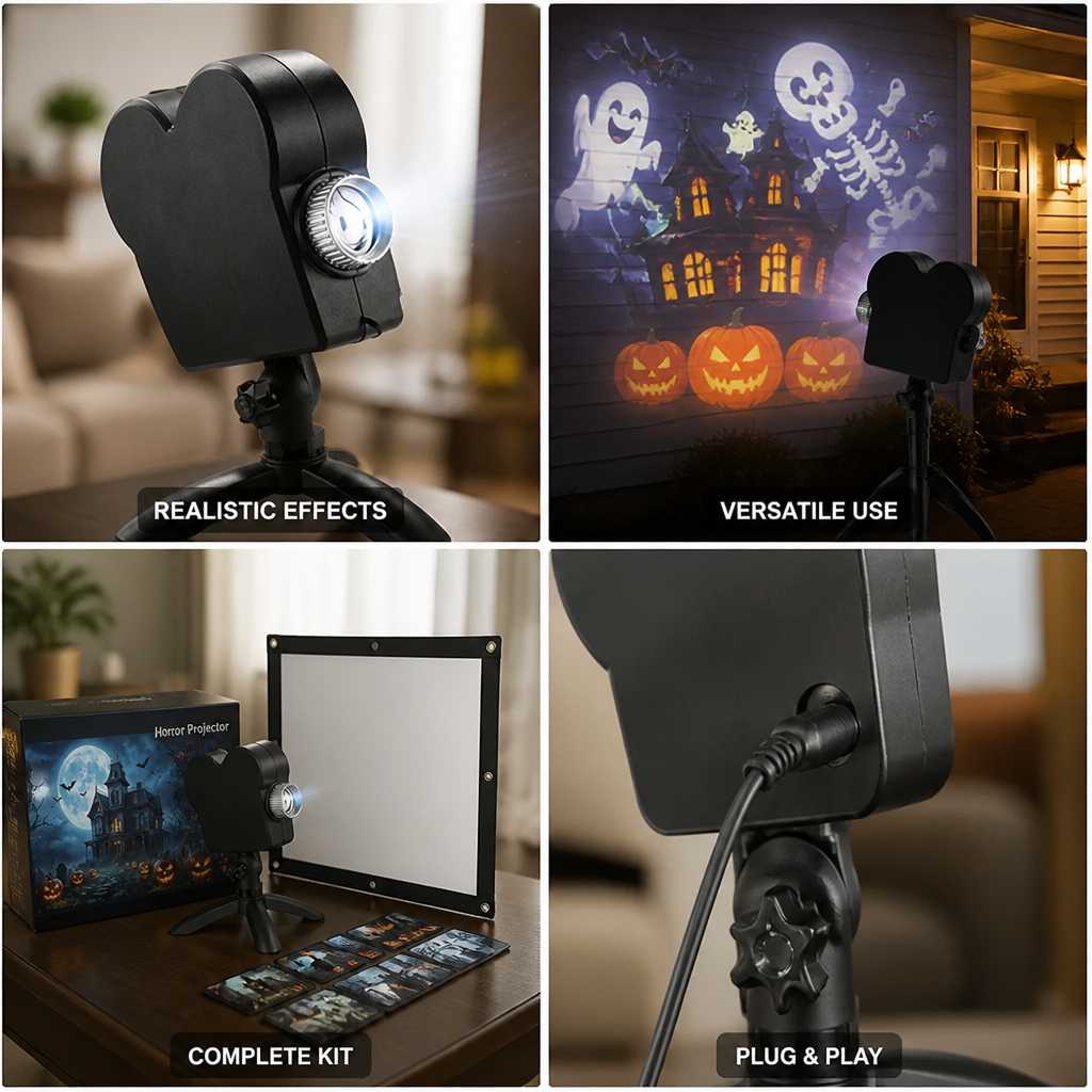 Projector 12 Scary Animations With Sound Tripod & Screen