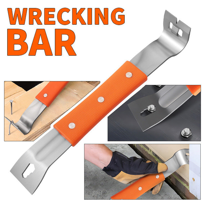 Pry Bar Stainless Steel Nail Puller & Non-Slip Grip