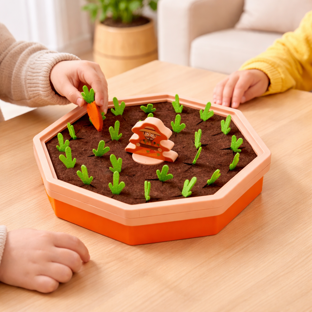 Pull-Out Carrot Toy Natural Wood Fine Motor Two Sizes