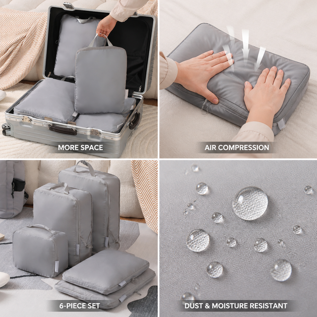 Pump-Free Air-Compression Packing Bags (6-Piece Set)