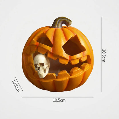 Pumpkin Decoration Carved Skull Battery-Operated LED Resin