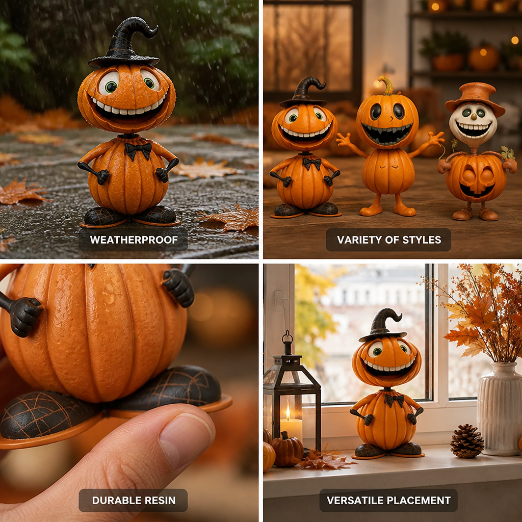 Pumpkin Figurine Weatherproof Resin Expressive Styles