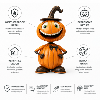 Pumpkin Figurine Weatherproof Resin Expressive Styles
