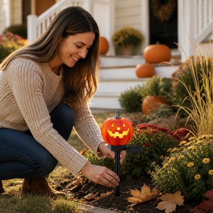 Pumpkin Lantern Solar-Powered Automatic Warm Flicker