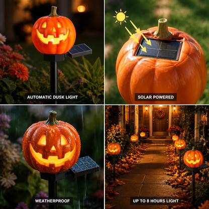 Pumpkin Lantern Solar-Powered Automatic Warm Flicker