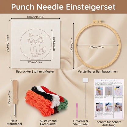 Punch Needle Kit Printed Fabric & Tools 17 Patterns