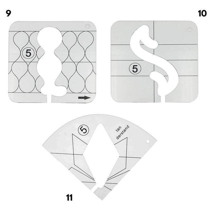 Quilt Template Transparent Acrylic 12 Patterns