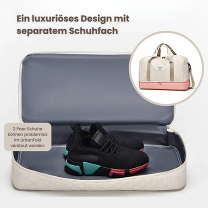 Quilted Travel Bag Water-Repellent Nylon Shoe Compartment & Wet Zone