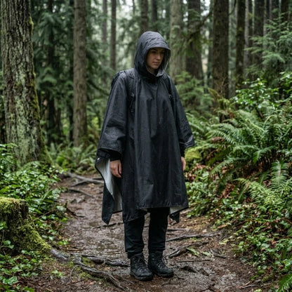 Rain Poncho 3-in-1 Waterproof & Windproof Ripstop Nylon
