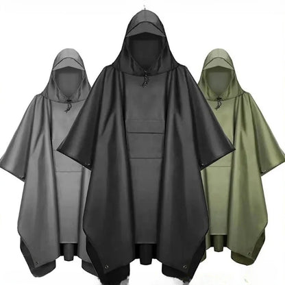 Rain Poncho 3-in-1 Waterproof & Windproof Ripstop Nylon