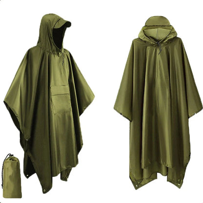 Rain Poncho 3-in-1 Waterproof & Windproof Ripstop Nylon