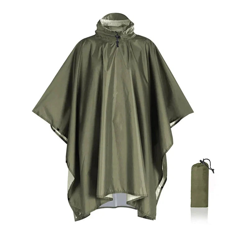 Rain Poncho 3-in-1 Waterproof & Windproof Ripstop Nylon