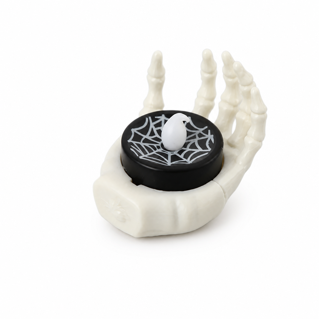 Realistic Skeletal Hand & Battery-Powered LED Candle Holder