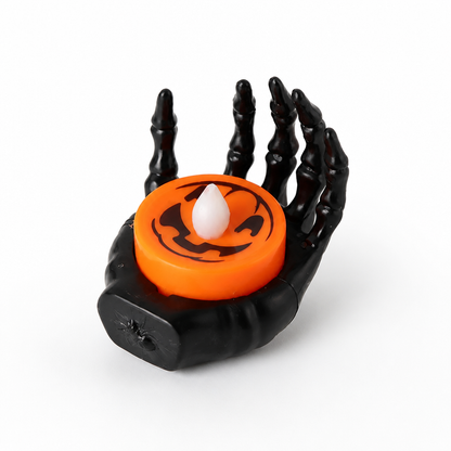 Realistic Skeletal Hand & Battery-Powered LED Candle Holder