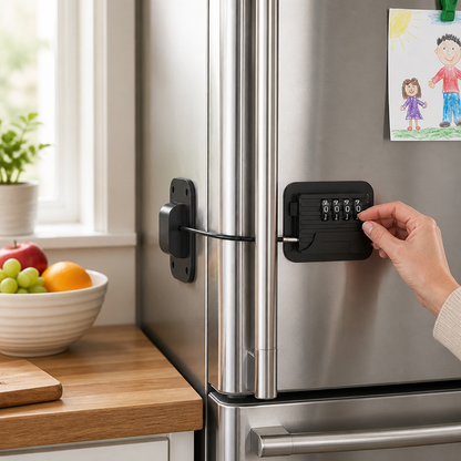 Refrigerator Lock Keyless Password Adjustable Strap & Adhesive Mount