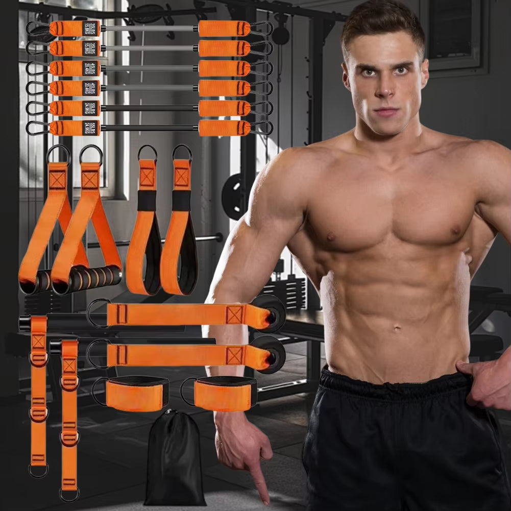 Resistance Band Set 35–269 Lbs Natural Latex Modular Rod