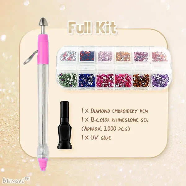 Rhinestone Applicator Kit Holds 70 Stones No Glue